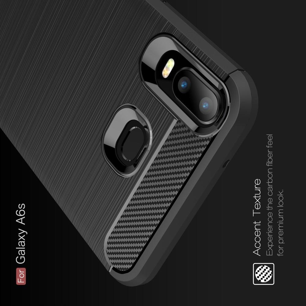 Carbon Fibre Силиконовый матовый бампер чехол для Samsung Galaxy A6s Черный