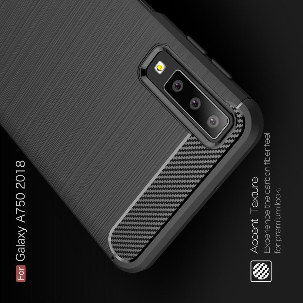 Carbon Fibre Силиконовый матовый бампер чехол для Samsung Galaxy A7 2018 SM-A750 Черный
