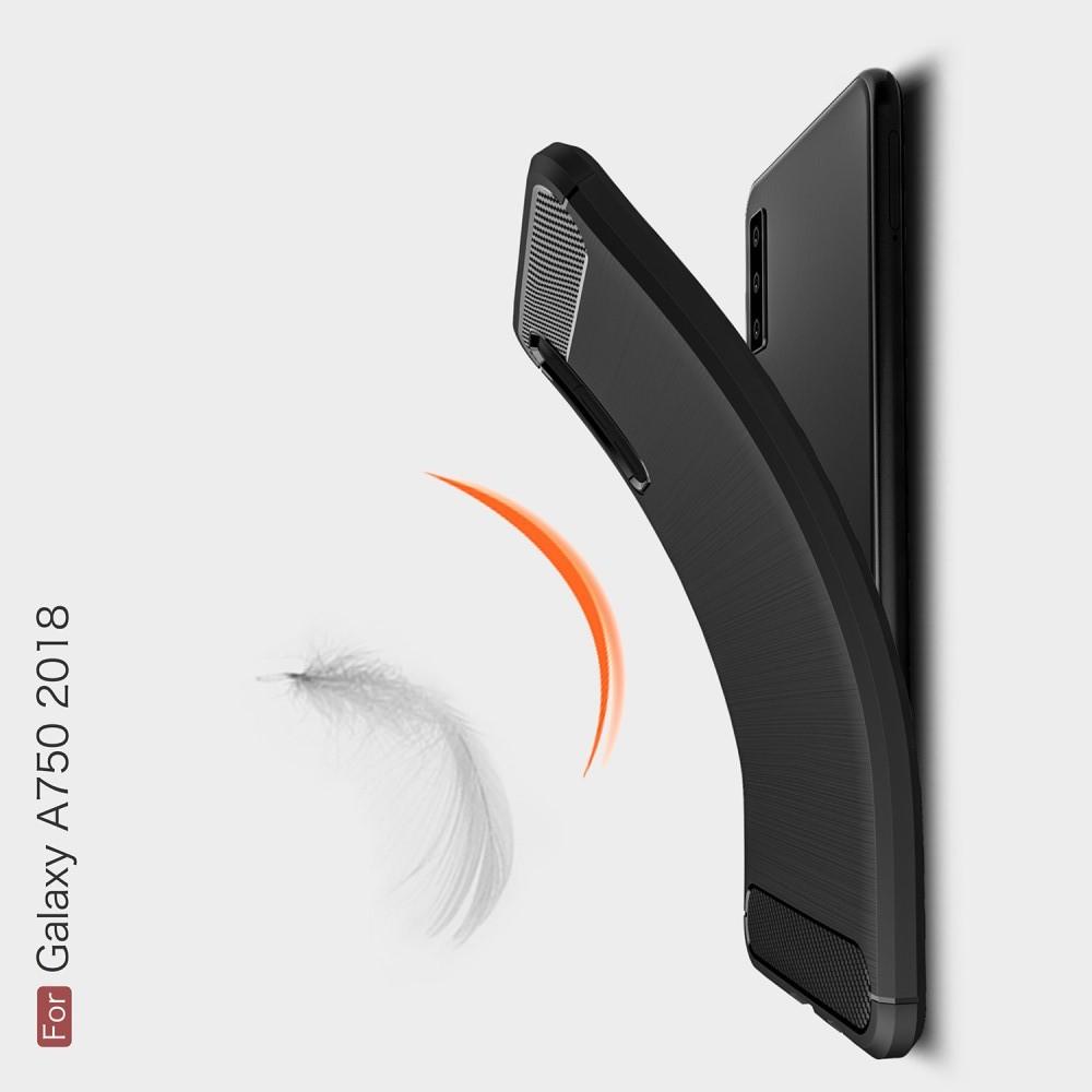 Carbon Fibre Силиконовый матовый бампер чехол для Samsung Galaxy A7 2018 SM-A750 Коралловый