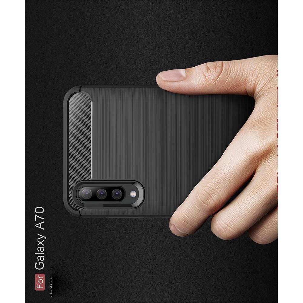 Carbon Fibre Силиконовый матовый бампер чехол для Samsung Galaxy A70 Коралловый