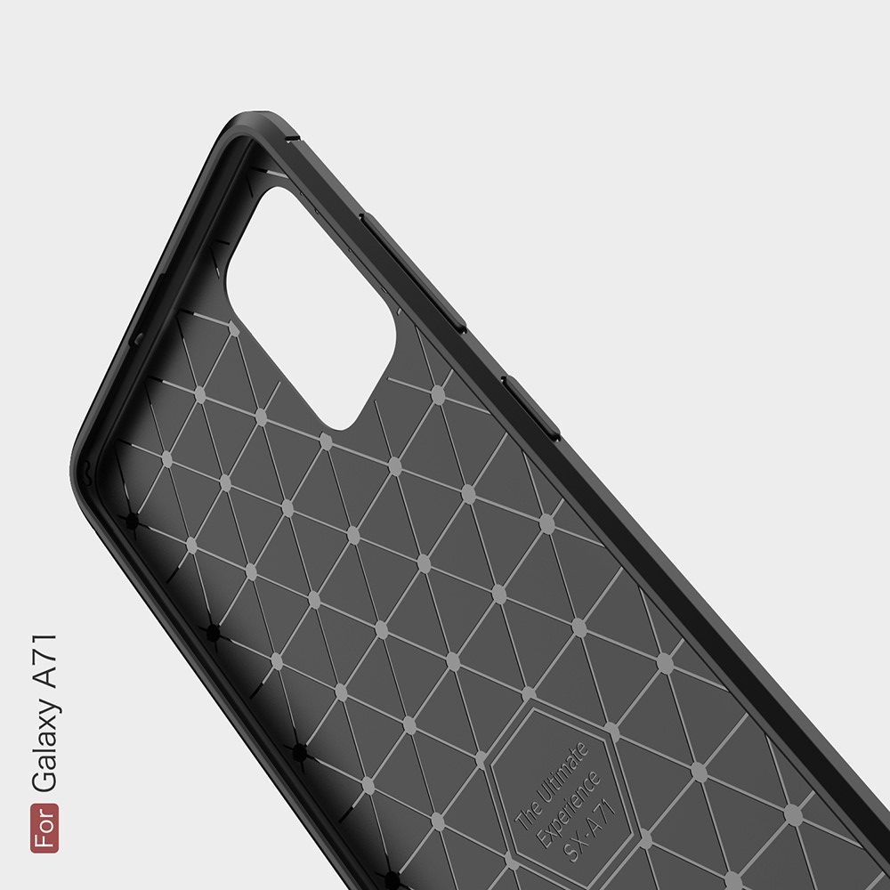 Carbon Fibre Силиконовый матовый бампер чехол для Samsung Galaxy A71 Черный