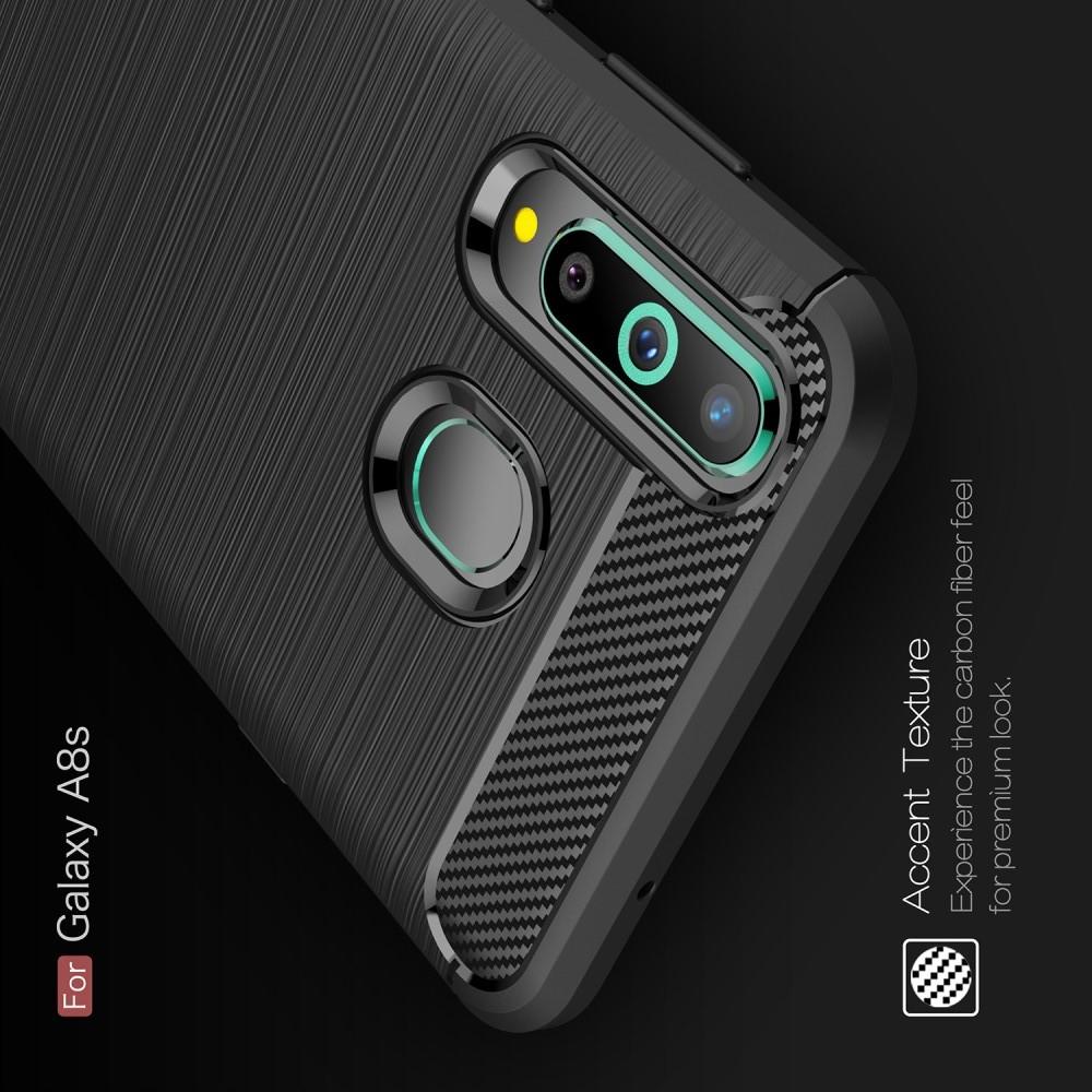 Carbon Fibre Силиконовый матовый бампер чехол для Samsung Galaxy A8s Черный