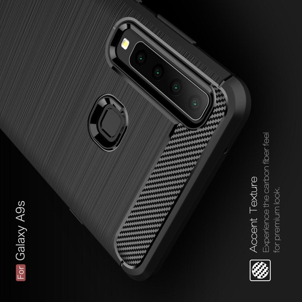 Carbon Fibre Силиконовый матовый бампер чехол для Samsung Galaxy A9 2018 SM-A920F Черный