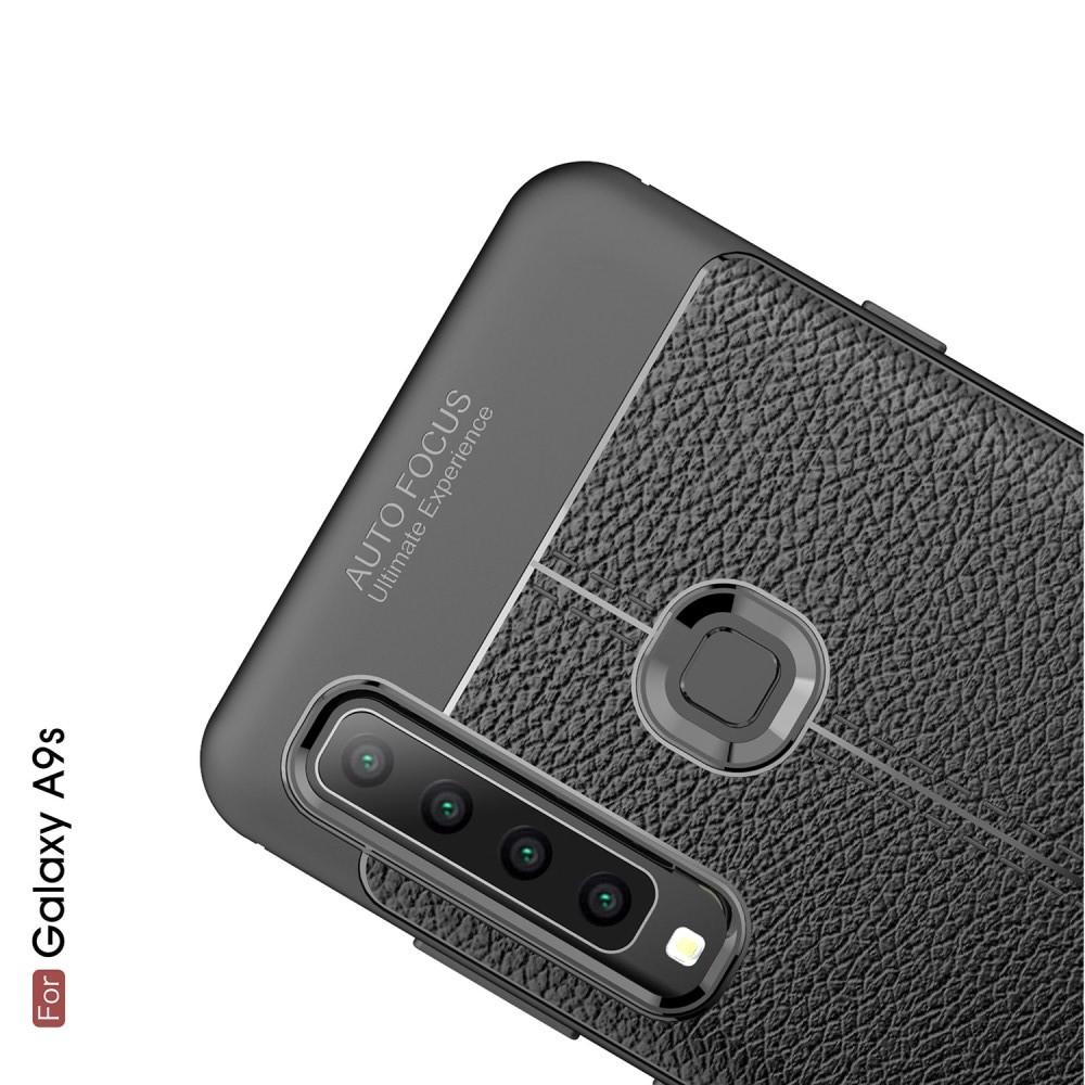 Litchi Grain Leather Силиконовый Накладка Чехол для Samsung Galaxy A9 2018 SM-A920F с Текстурой Кожа Черный