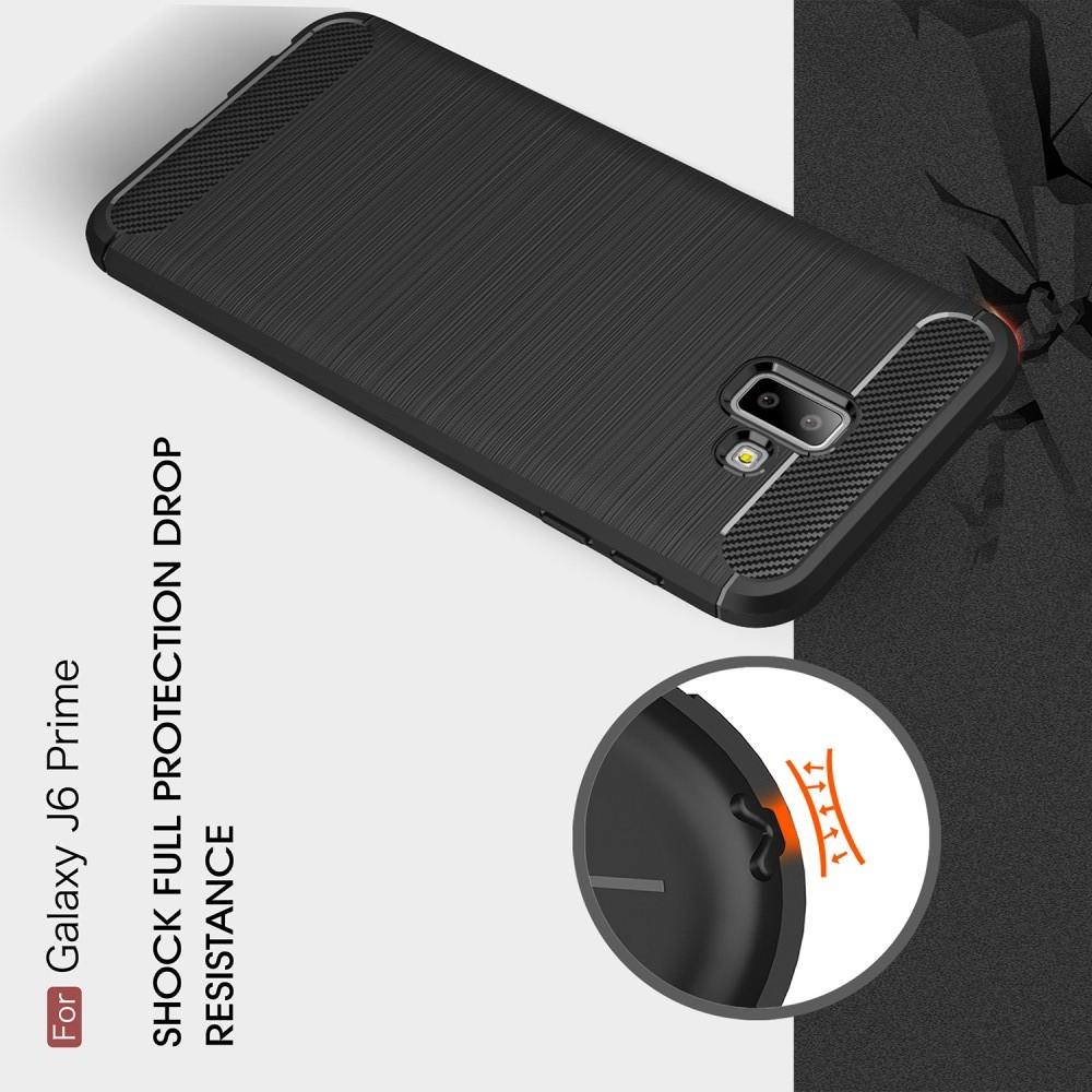 Carbon Fibre Силиконовый матовый бампер чехол для Samsung Galaxy J6+ 2018 SM-J610F Черный