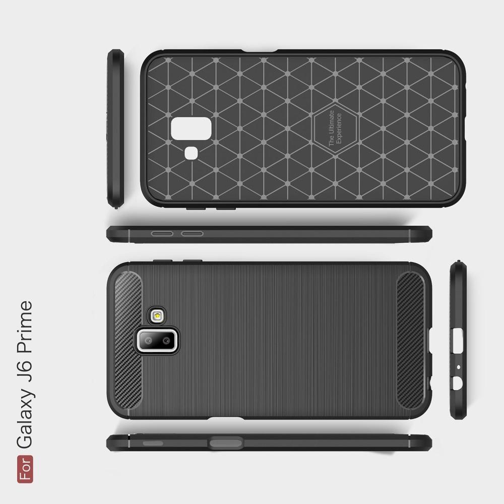 Carbon Fibre Силиконовый матовый бампер чехол для Samsung Galaxy J6+ 2018 SM-J610F Черный