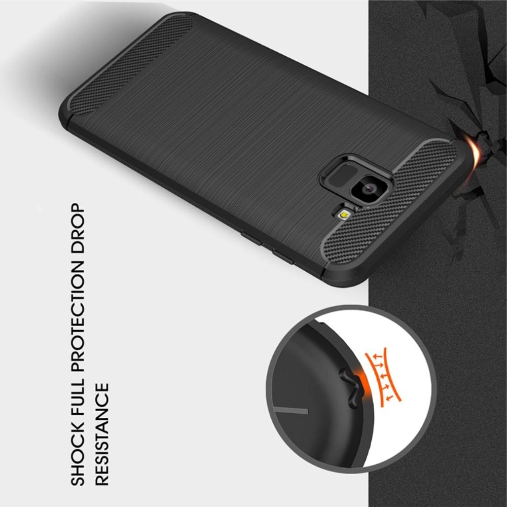 Carbon Fibre Силиконовый матовый бампер чехол для Samsung Galaxy J6 SM-J600 Серый
