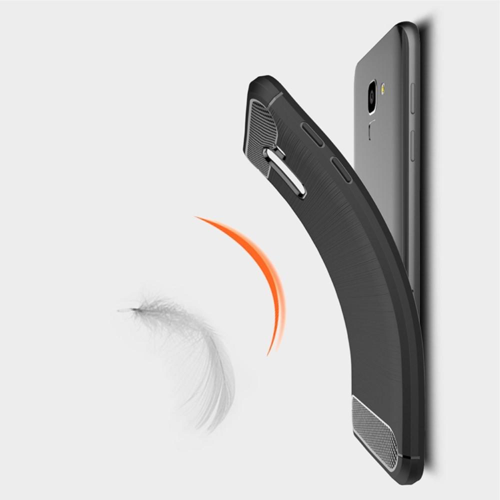 Carbon Fibre Силиконовый матовый бампер чехол для Samsung Galaxy J6 SM-J600 Серый