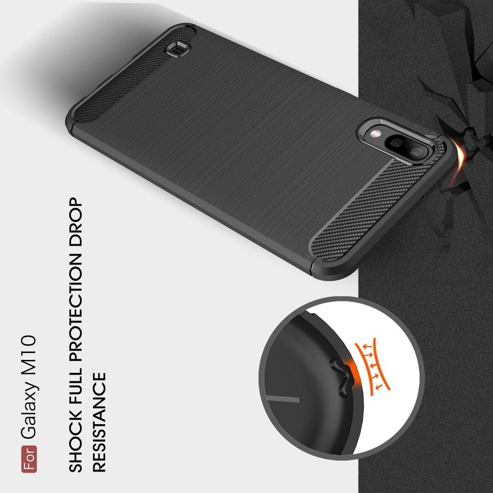 Carbon Fibre Силиконовый матовый бампер чехол для Samsung Galaxy M10 Коралловый
