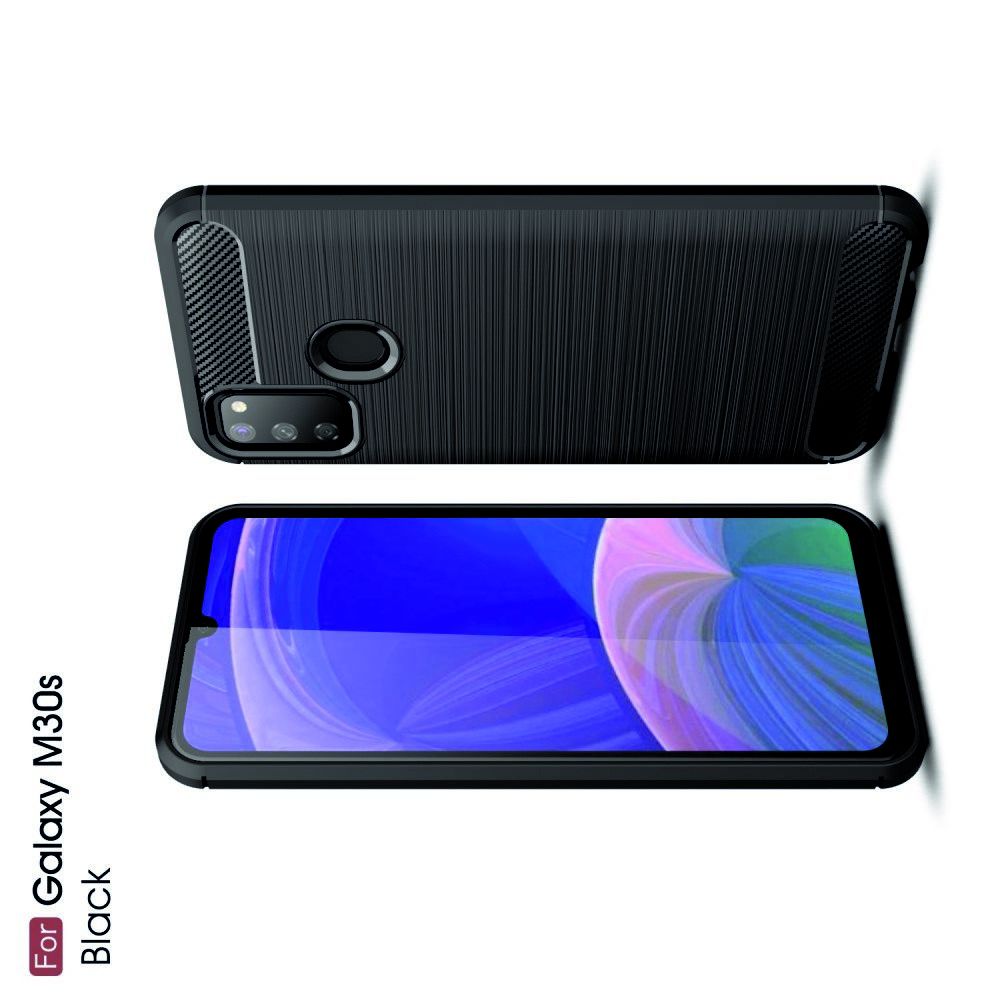 Carbon Fibre Силиконовый матовый бампер чехол для Samsung Galaxy M30s Черный