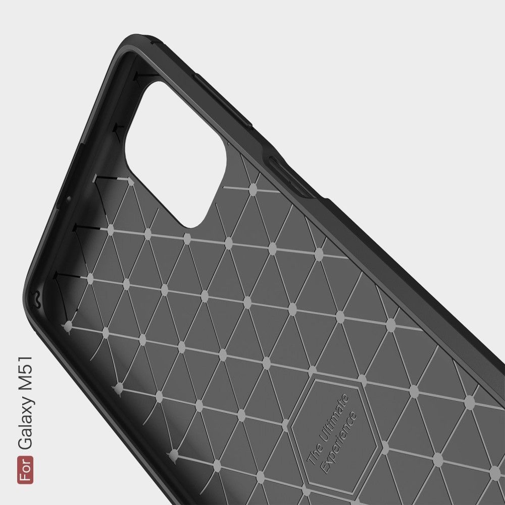 Carbon Fibre Силиконовый матовый бампер чехол для Samsung Galaxy M51 Красный