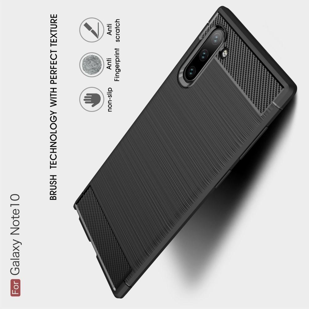 Carbon Fibre Силиконовый матовый бампер чехол для Samsung Galaxy Note 10 Черный