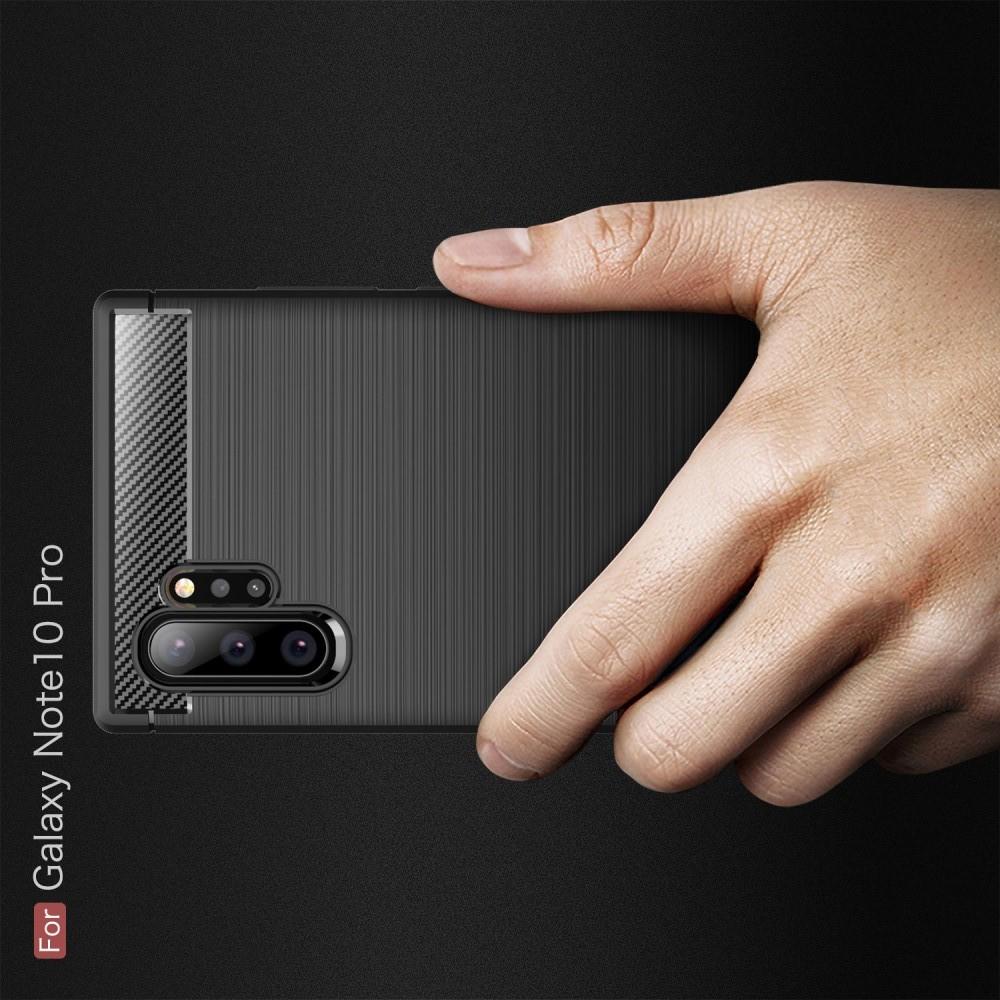 Carbon Fibre Силиконовый матовый бампер чехол для Samsung Galaxy Note 10 Plus Черный
