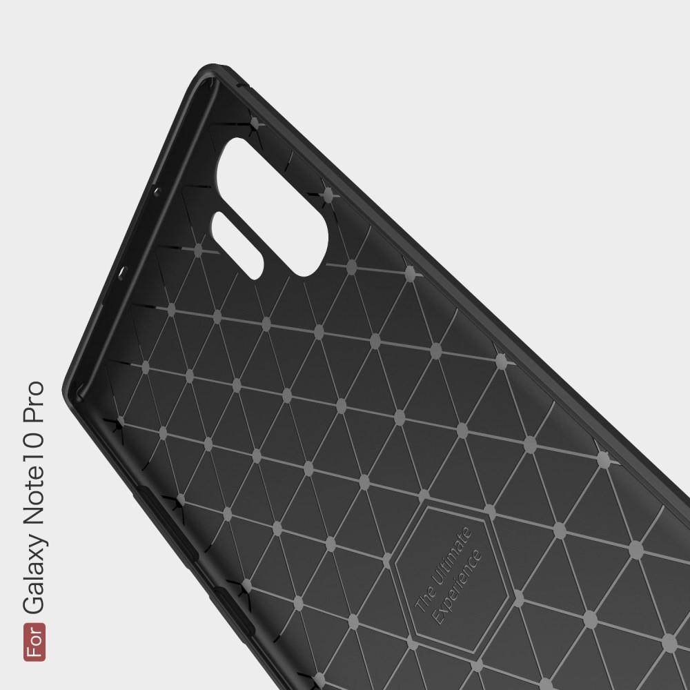 Carbon Fibre Силиконовый матовый бампер чехол для Samsung Galaxy Note 10 Plus Черный