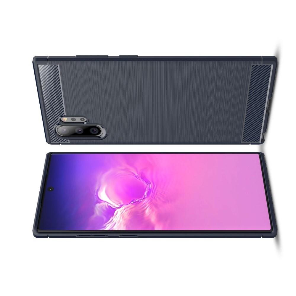 Carbon Fibre Силиконовый матовый бампер чехол для Samsung Galaxy Note 10 Plus Синий
