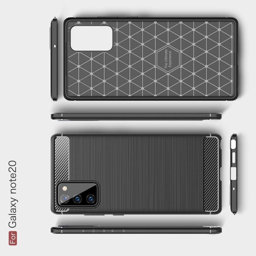 Carbon Fibre Силиконовый матовый бампер чехол для Samsung Galaxy Note 20 Черный