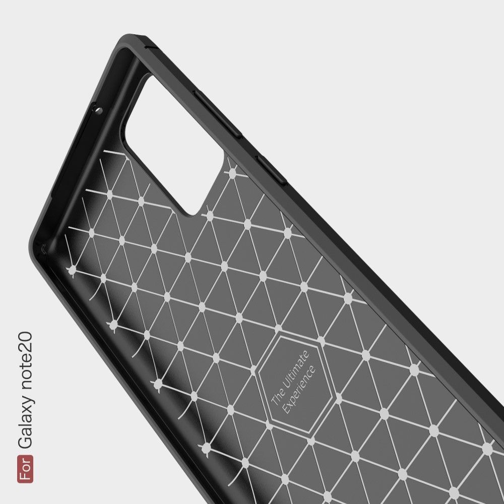 Carbon Fibre Силиконовый матовый бампер чехол для Samsung Galaxy Note 20 Черный
