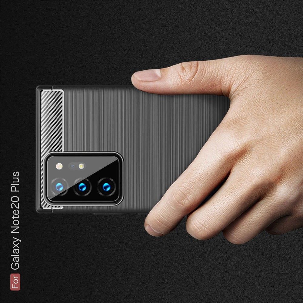 Carbon Fibre Силиконовый матовый бампер чехол для Samsung Galaxy Note 20 Ultra Черный