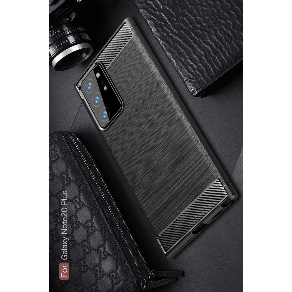 Carbon Fibre Силиконовый матовый бампер чехол для Samsung Galaxy Note 20 Ultra Синий