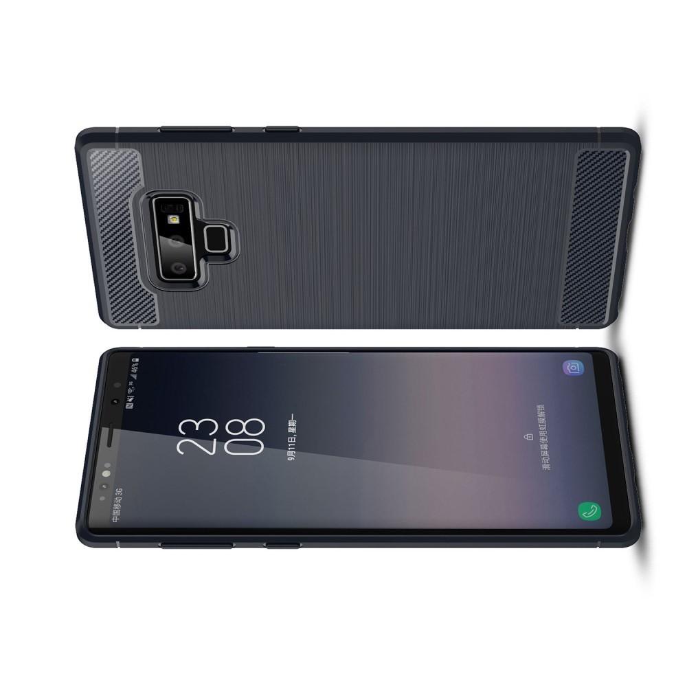 Carbon Fibre Силиконовый матовый бампер чехол для Samsung Galaxy Note 9 Синий