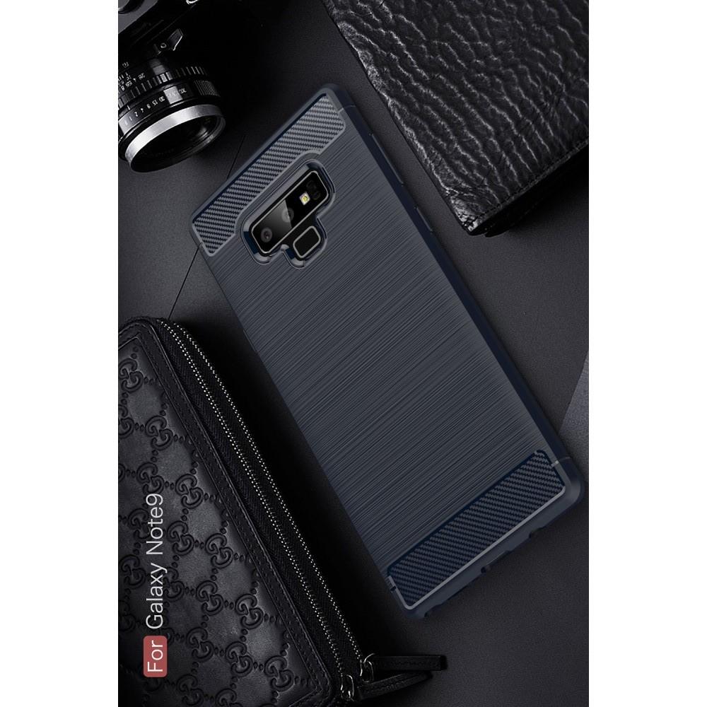 Carbon Fibre Силиконовый матовый бампер чехол для Samsung Galaxy Note 9 Синий