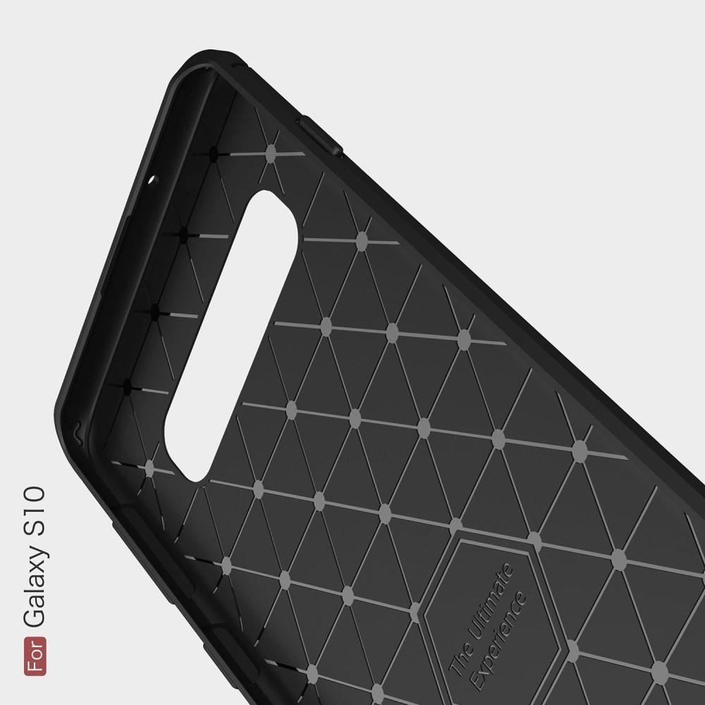 Carbon Fibre Силиконовый матовый бампер чехол для Samsung Galaxy S10 Черный