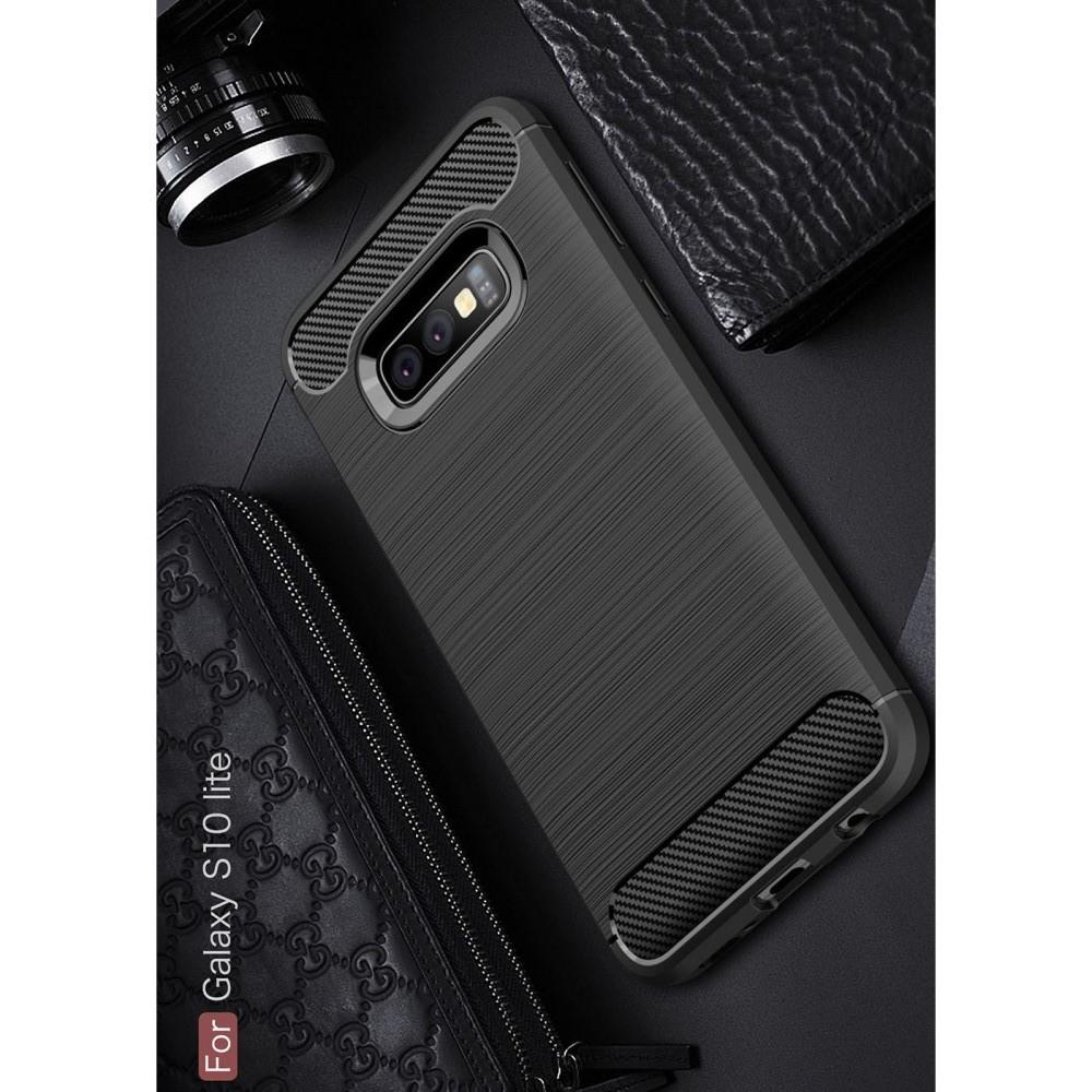 Carbon Fibre Силиконовый матовый бампер чехол для Samsung Galaxy S10e Черный