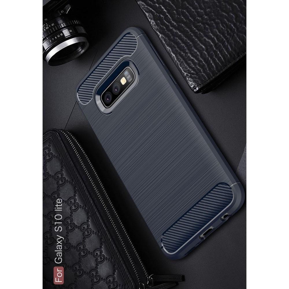 Carbon Fibre Силиконовый матовый бампер чехол для Samsung Galaxy S10e Синий