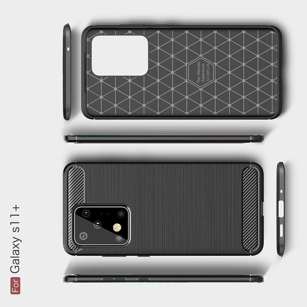 Carbon Fibre Силиконовый матовый бампер чехол для Samsung Galaxy S20 Ultra Черный