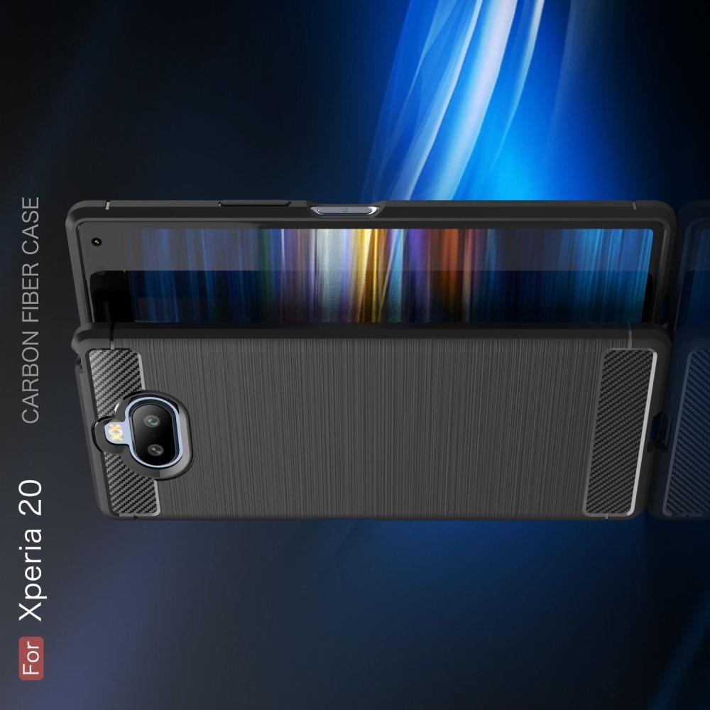 Carbon Fibre Силиконовый матовый бампер чехол для Sony Xperia 20 Черный