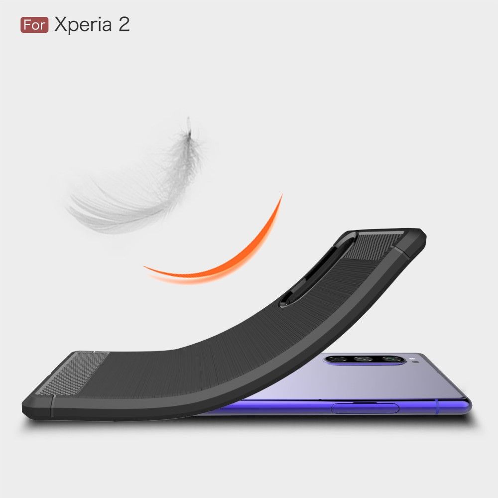Carbon Fibre Силиконовый матовый бампер чехол для Sony Xperia 5 Черный