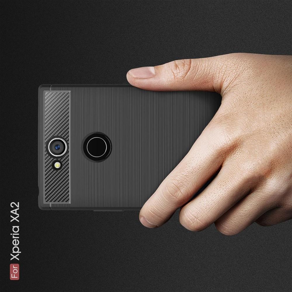 Carbon Fibre Силиконовый матовый бампер чехол для Sony Xperia XA2 Черный