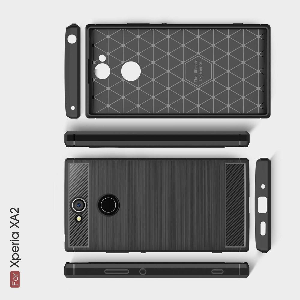 Carbon Fibre Силиконовый матовый бампер чехол для Sony Xperia XA2 Черный