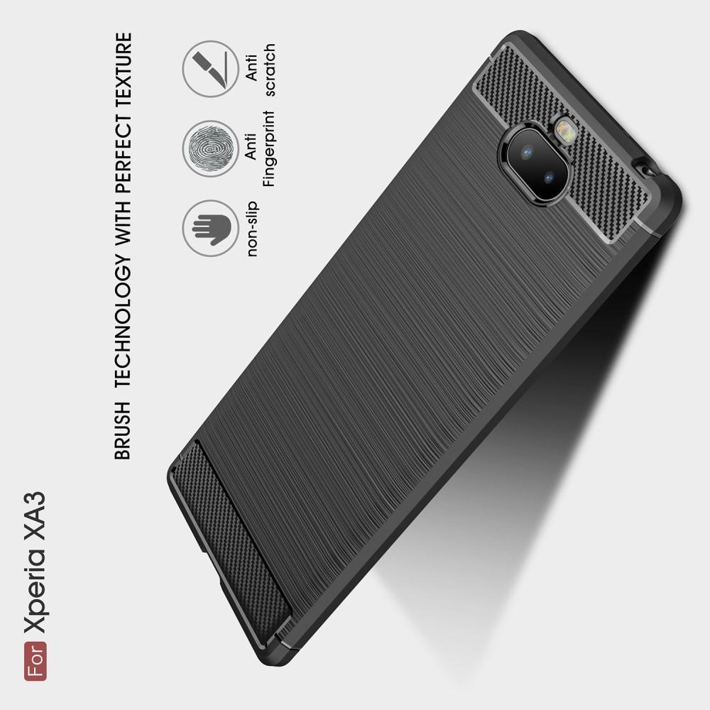 Carbon Fibre Силиконовый матовый бампер чехол для Sony Xperia 10 Черный