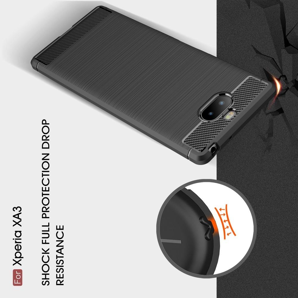 Carbon Fibre Силиконовый матовый бампер чехол для Sony Xperia 10 Синий