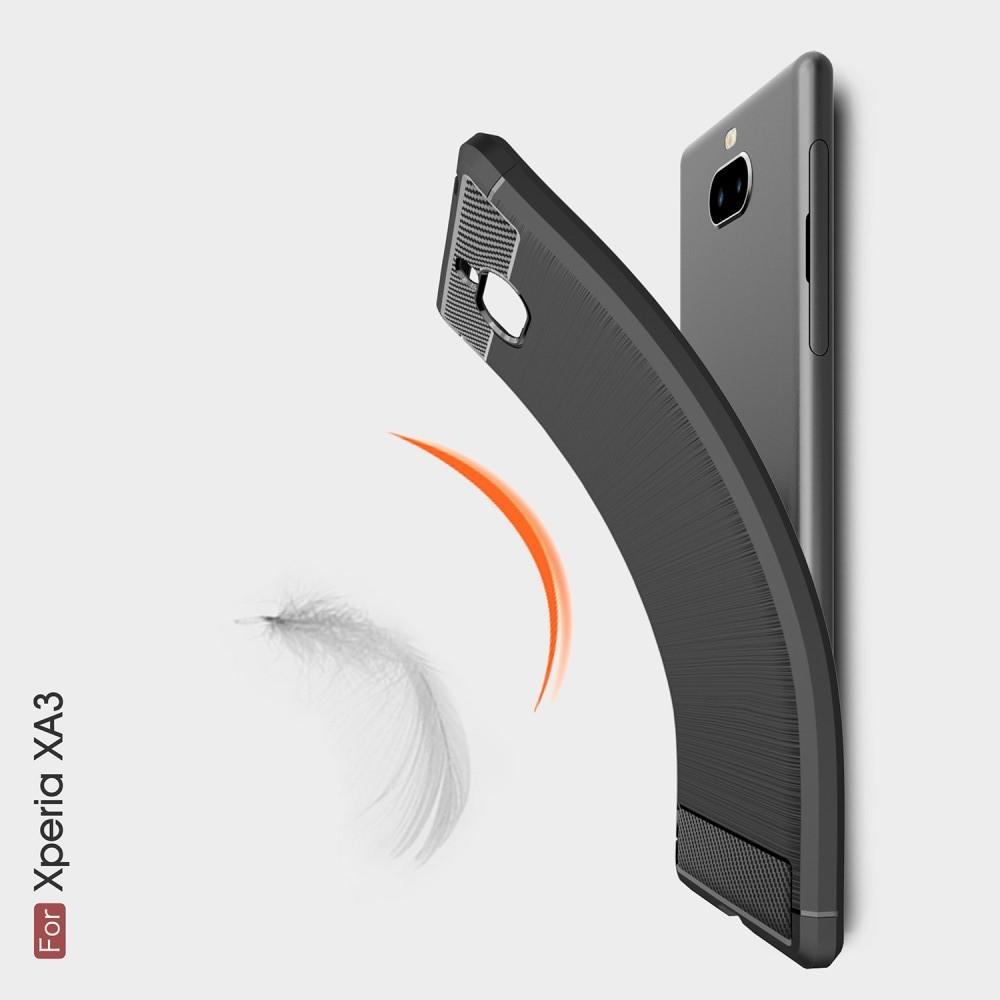 Carbon Fibre Силиконовый матовый бампер чехол для Sony Xperia 10 Синий