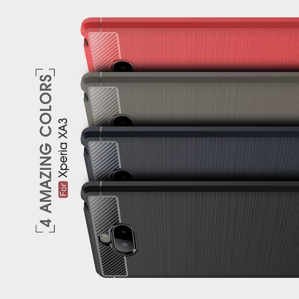 Carbon Fibre Силиконовый матовый бампер чехол для Sony Xperia 10 Коралловый