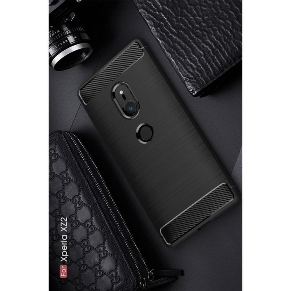 Carbon Fibre Силиконовый матовый бампер чехол для Sony Xperia XZ2 Черный