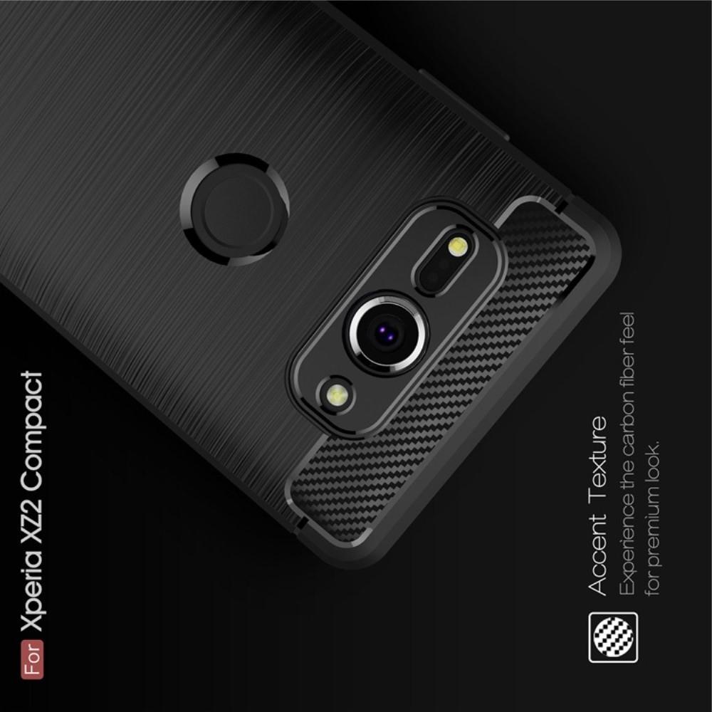 Carbon Fibre Силиконовый матовый бампер чехол для Sony Xperia XZ2 Compact Черный