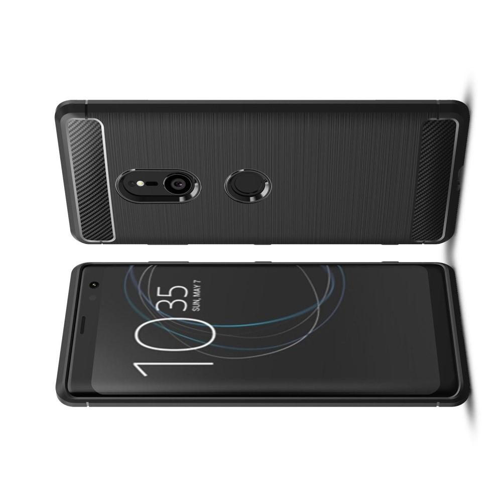 Carbon Fibre Силиконовый матовый бампер чехол для Sony Xperia XZ3 Черный