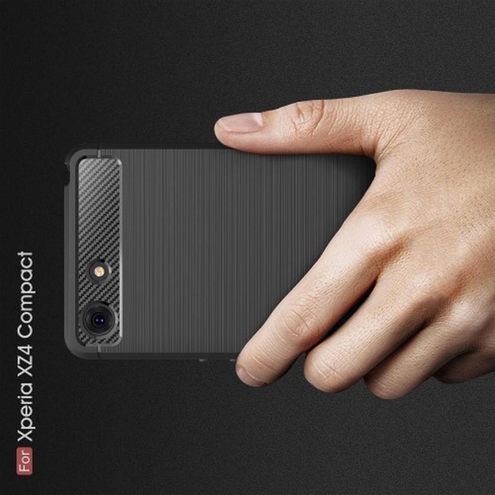 Carbon Fibre Силиконовый матовый бампер чехол для Sony Xperia XZ4 Compact Черный