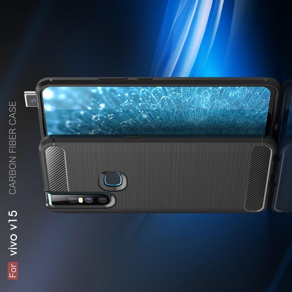 Carbon Fibre Силиконовый матовый бампер чехол для Vivo V15 Черный