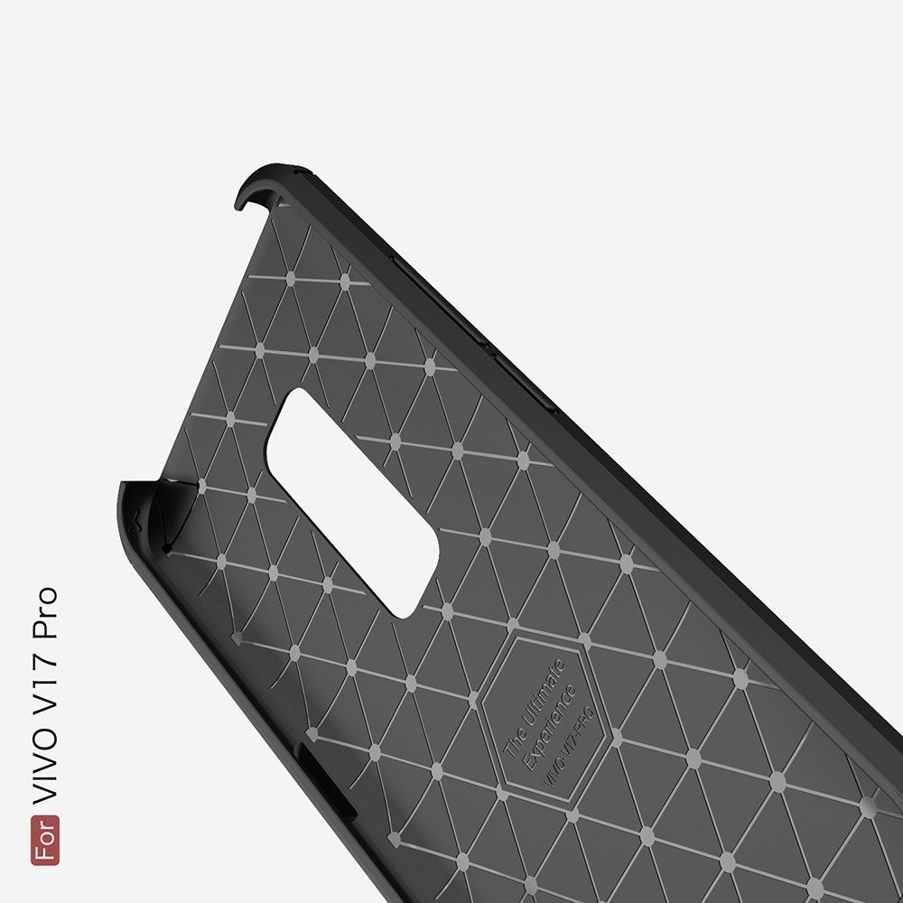 Carbon Fibre Силиконовый матовый бампер чехол для vivo V17 Pro Черный