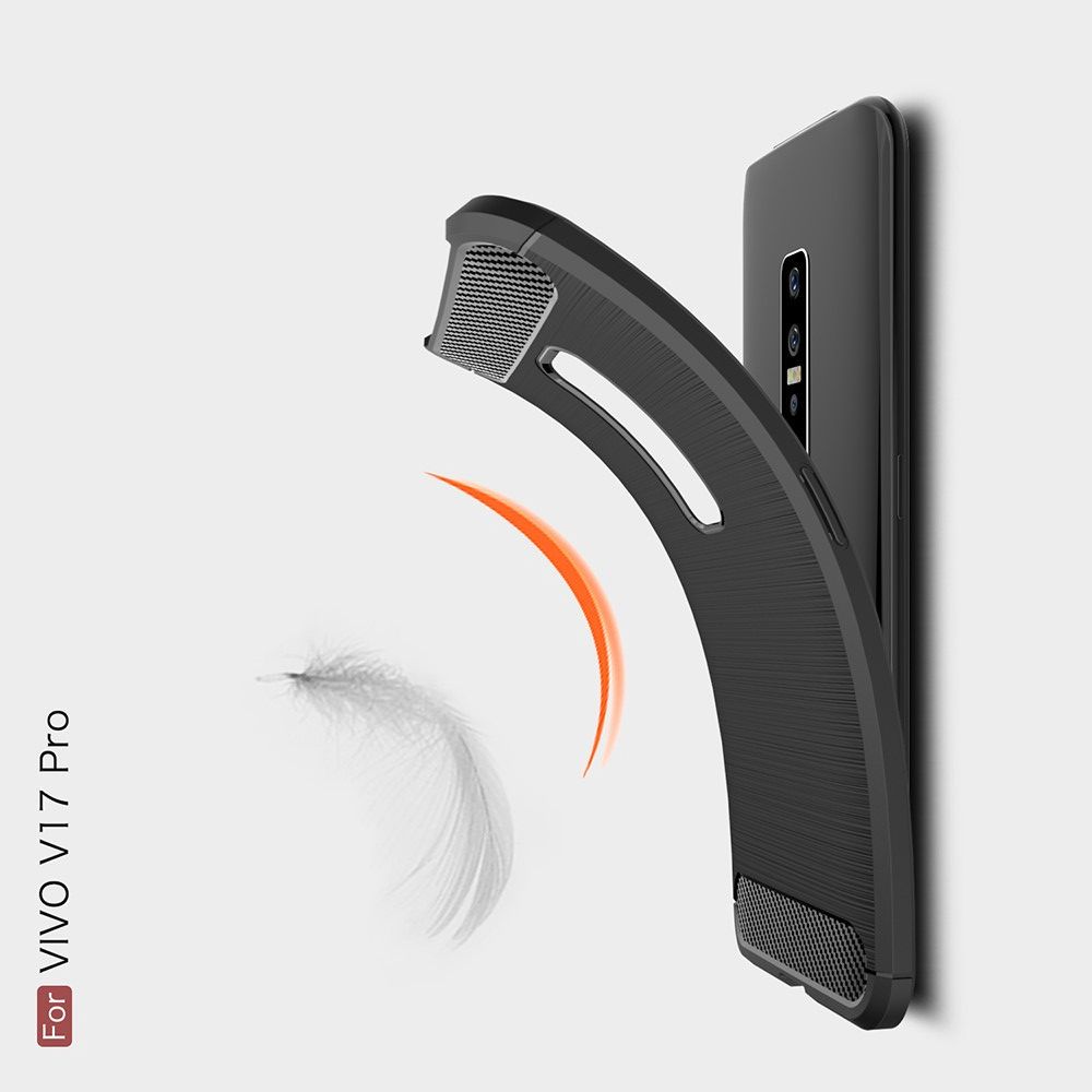 Carbon Fibre Силиконовый матовый бампер чехол для vivo V17 Pro Красный