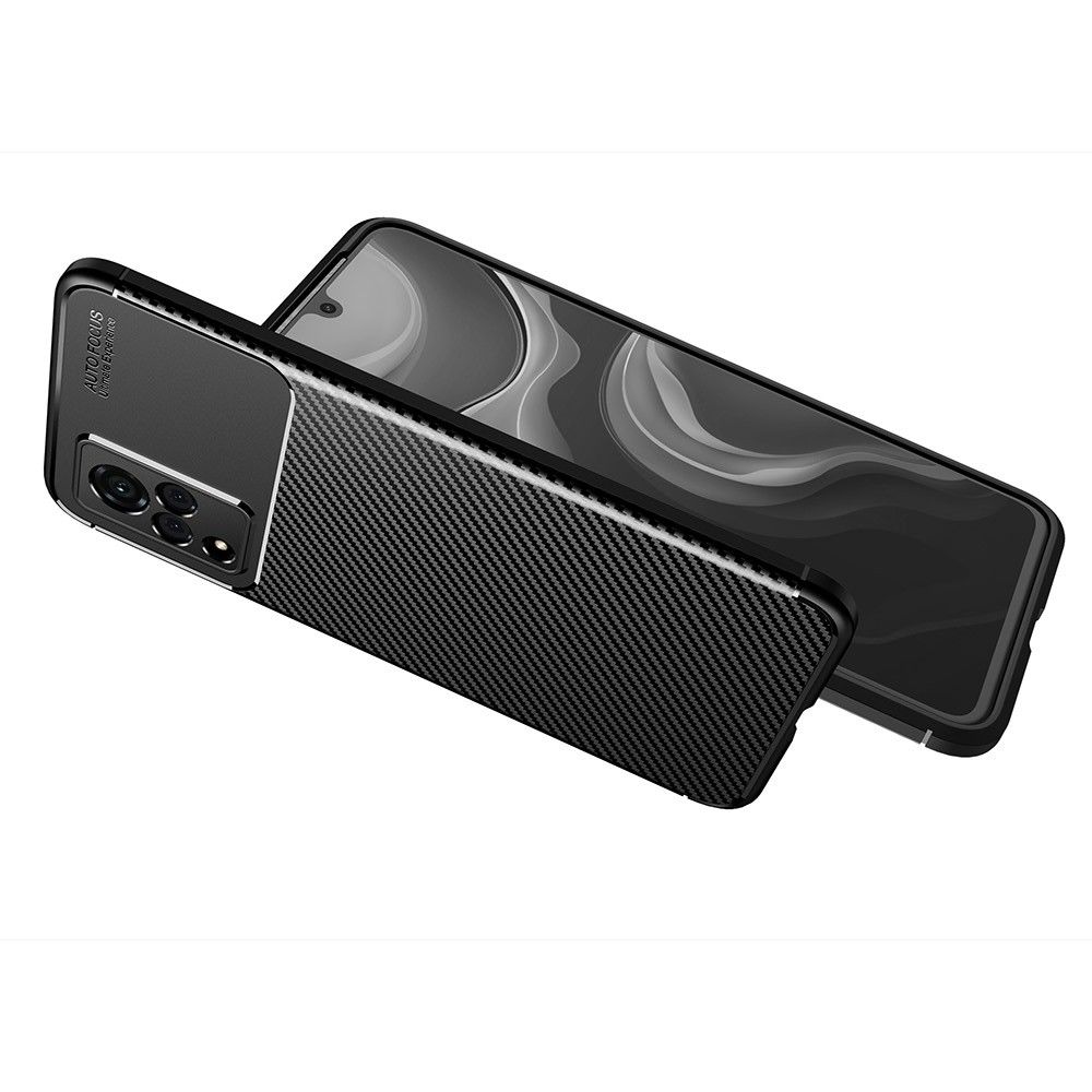 Carbon Fibre Силиконовый матовый бампер чехол для Vivo v21 Черный
