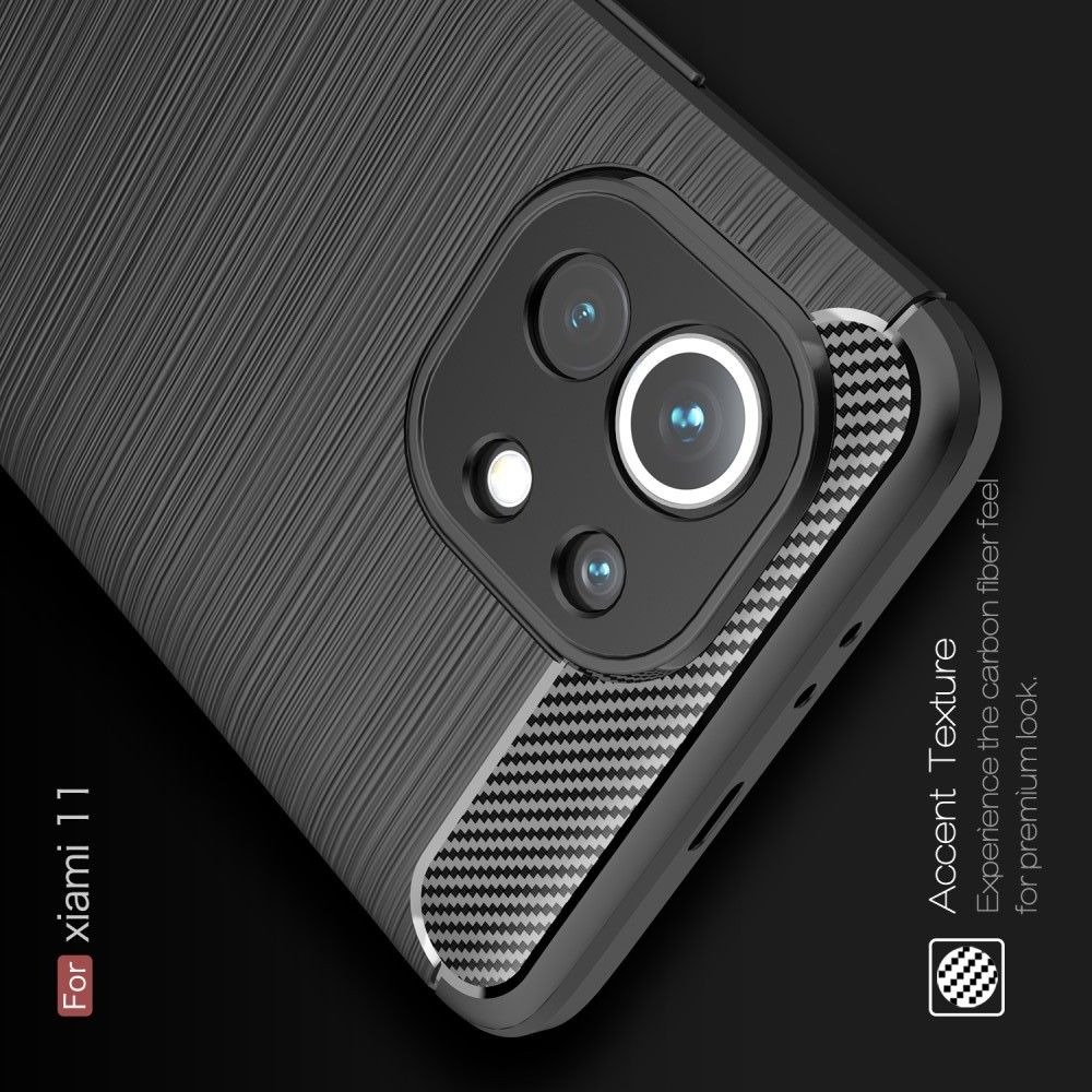 Carbon Fibre Силиконовый матовый бампер чехол для Xiaomi Mi 11 Синий