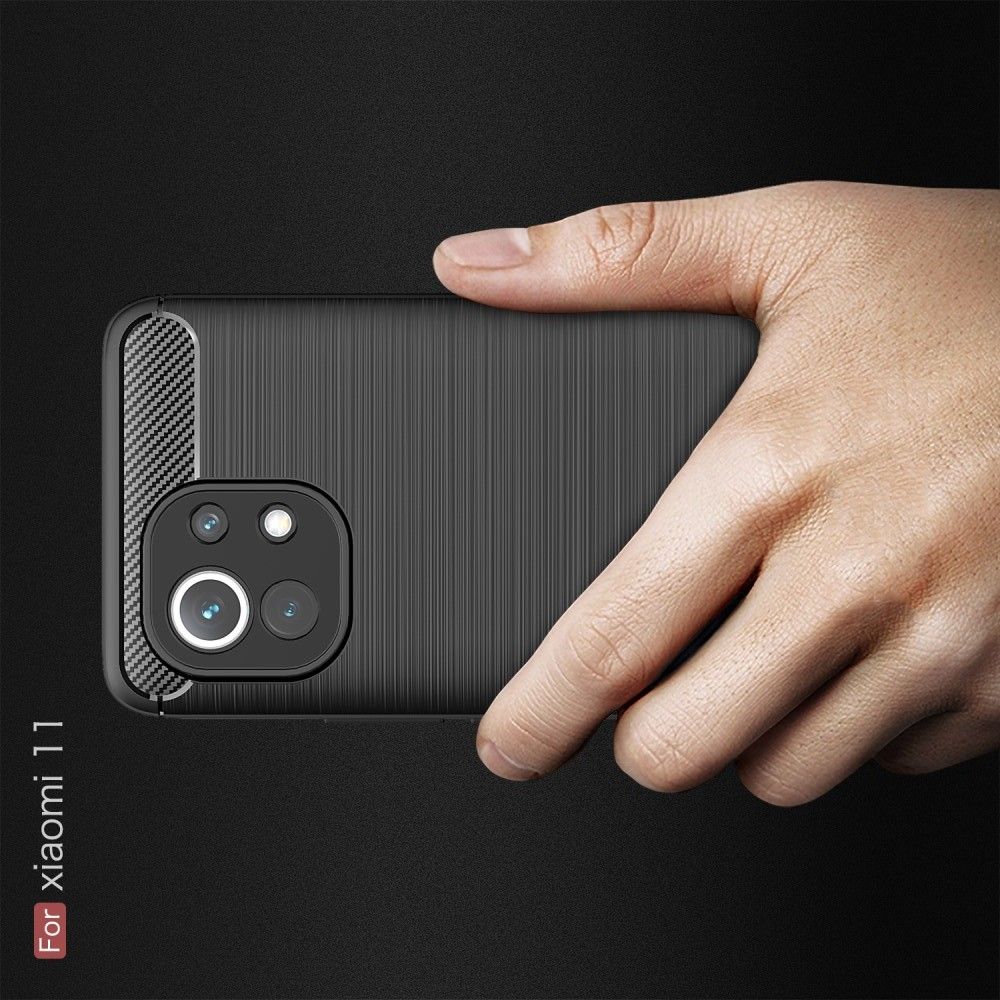 Carbon Fibre Силиконовый матовый бампер чехол для Xiaomi Mi 11 Синий
