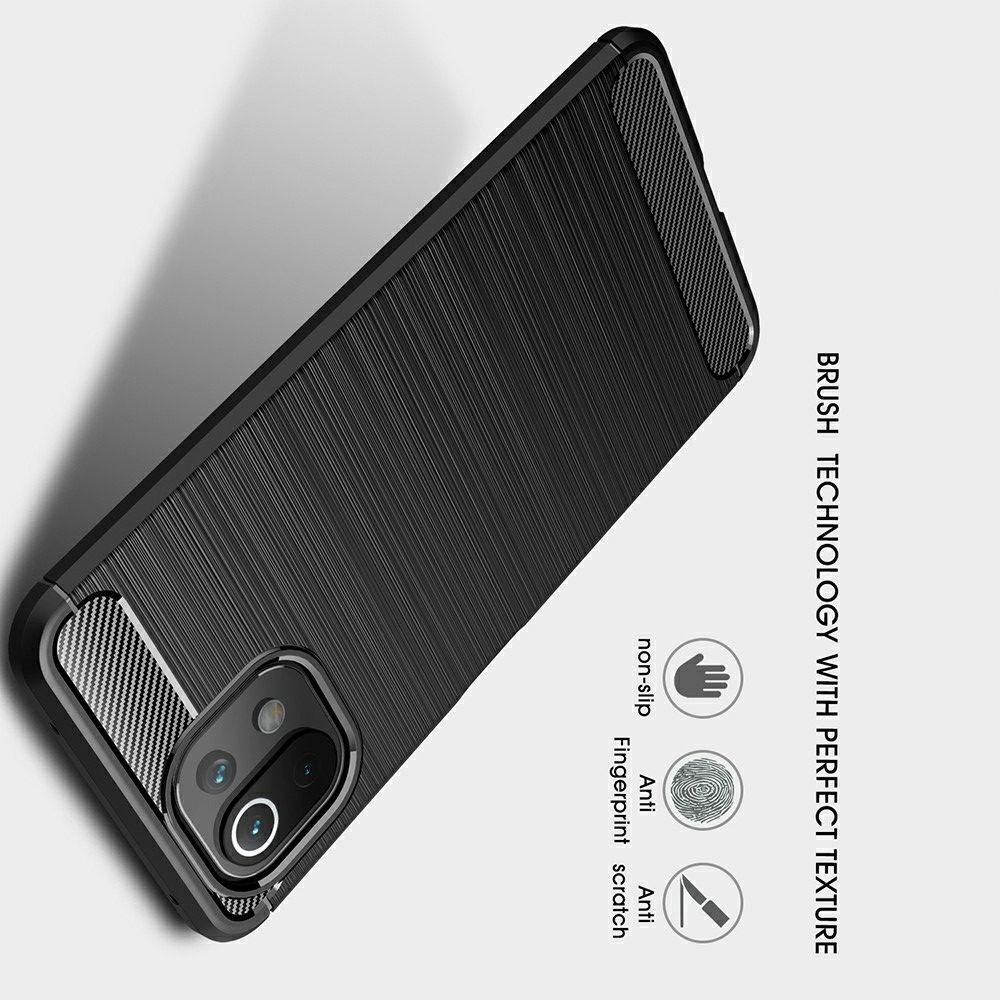 Carbon Fibre Силиконовый матовый бампер чехол для Xiaomi Mi 11 Lite Синий