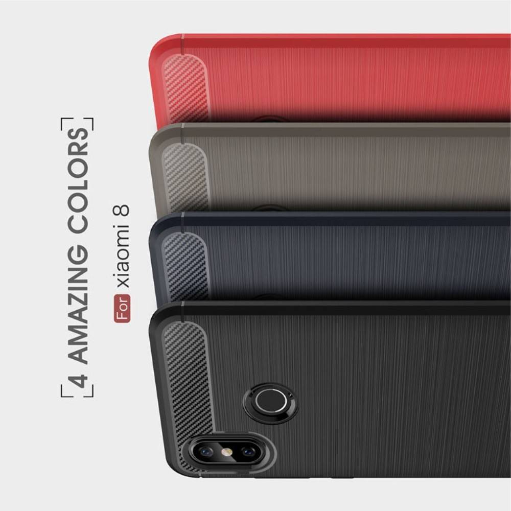 Carbon Fibre Силиконовый матовый бампер чехол для Xiaomi Mi 8 Черный