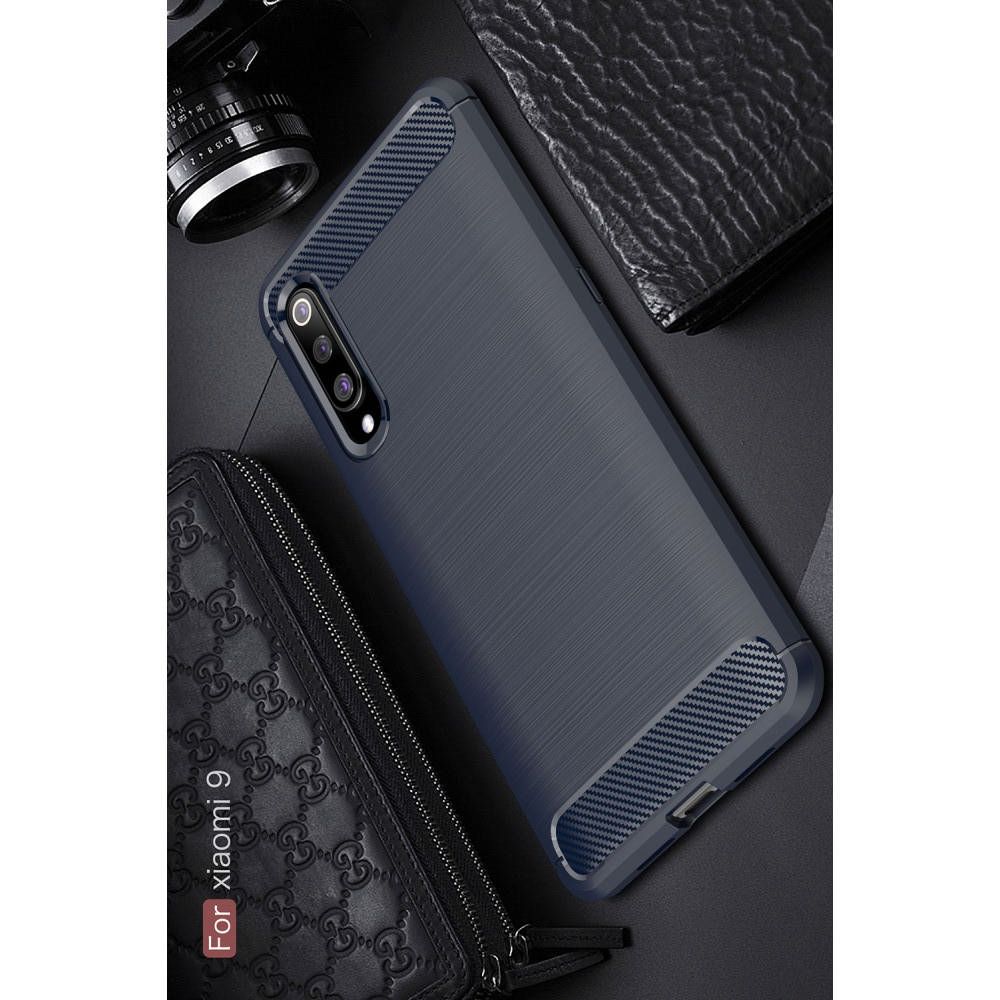 Carbon Fibre Силиконовый матовый бампер чехол для Xiaomi Mi 9 Черный